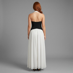 Women's Halter Neck Maxi Dress - Deep V Neck Front and Colorful Pattern