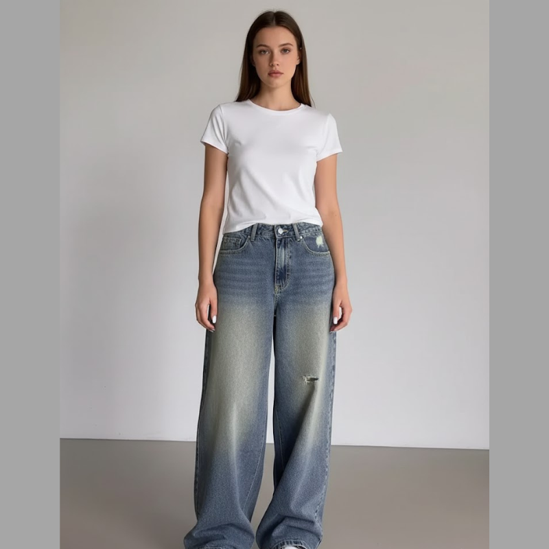 Luźne, damskie spodnie jeansowe typu baggy – modny komfort na co dzień