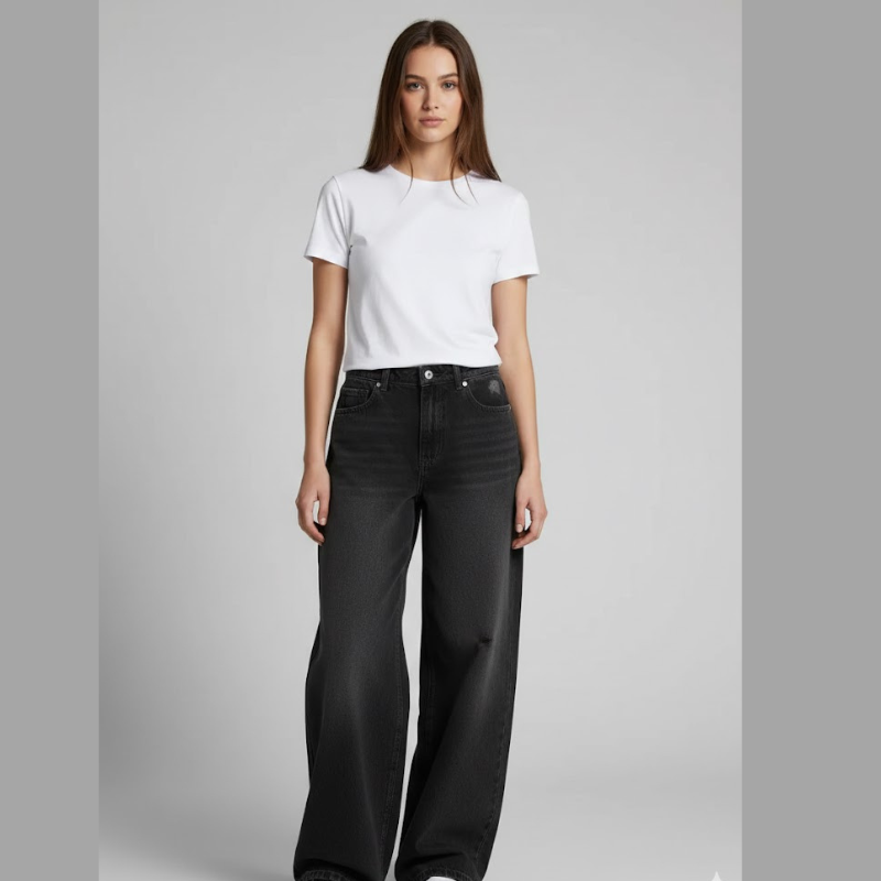 Luźne, damskie spodnie jeansowe typu baggy – modny komfort na co dzień