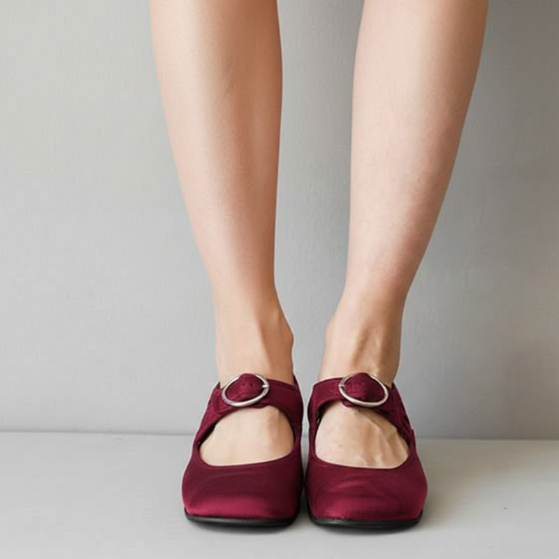 Damskie buty na niskim obcasie inspirowane stylem vintage – eleganckie, komfortowe czółenka z klamrą