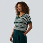 Striped V-neck T-shirt – lightweight, cropped, relaxed, summer, essential