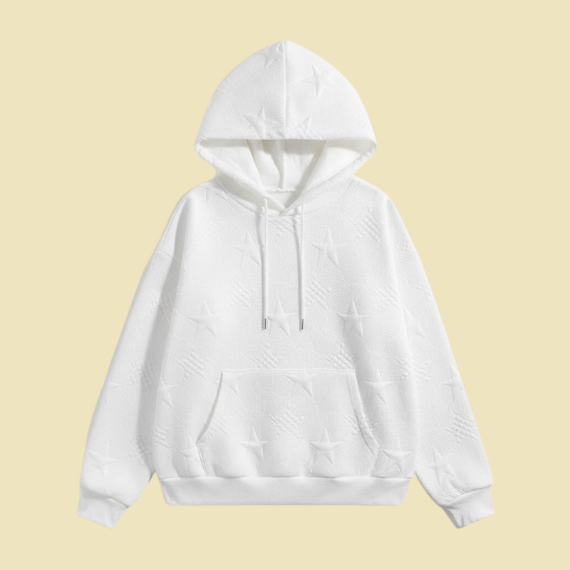 Miękki damski biały sweter z kapturem – modny dzianinowy sweter z długim rękawem