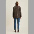 Women’s Reversible Faux Leather Fleece Jacket – Stylish Warm Comfort