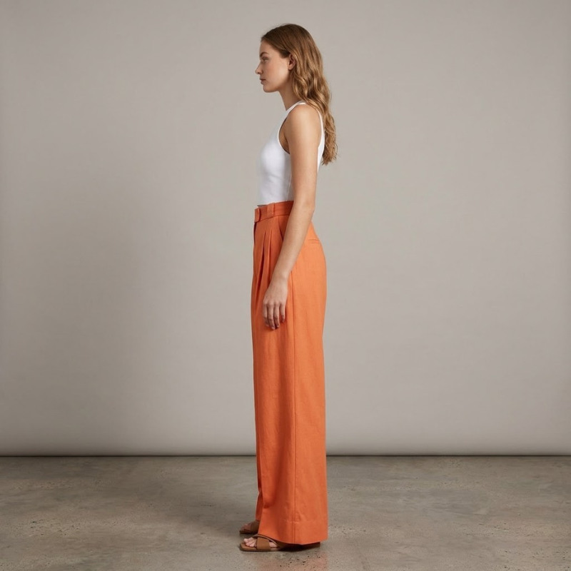 Eleganckie spodnie z wysokim stanem i szerokimi nogawkami – lekkie i szykowne spodnie na lato dla kobiet