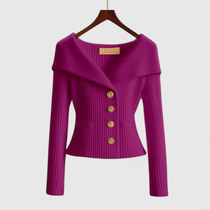 Mikaela | Lekki damski kardigan – elegancki sweter z dzianiny z długimi rękawami