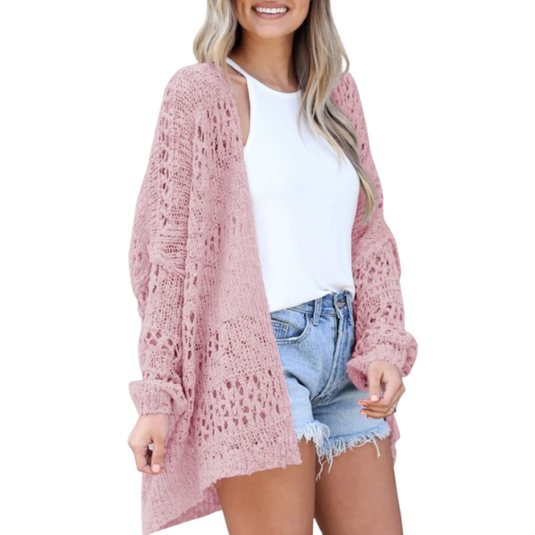 Azmira | Lekki damski kardigan w stylu oversize – letni sweter w stylu boho z luźnym splotem