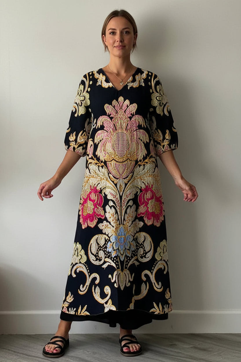 Sukienka maxi z nadrukiem dla kobiet – elegancki, zwiewny letni styl z lekką, przewiewną wygodą
