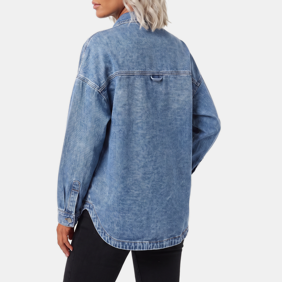 Camellia | Damska kurtka dżinsowa w stylu oversize – sprana bawełna, luźny krój