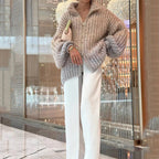 Coralie | Women's Sequin Knitted Vest – Shiny Long Sleeve Sweater