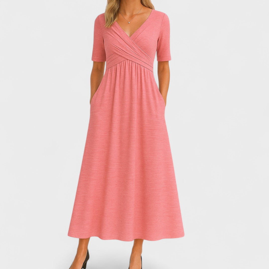 Brenna | Sukienka damska o kroju slim fit, długości midi – elegancka sukienka koktajlowa bez rękawów