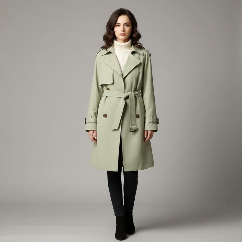 Damski trencz inspirowany stylem vintage – prosta, swobodna elegancja