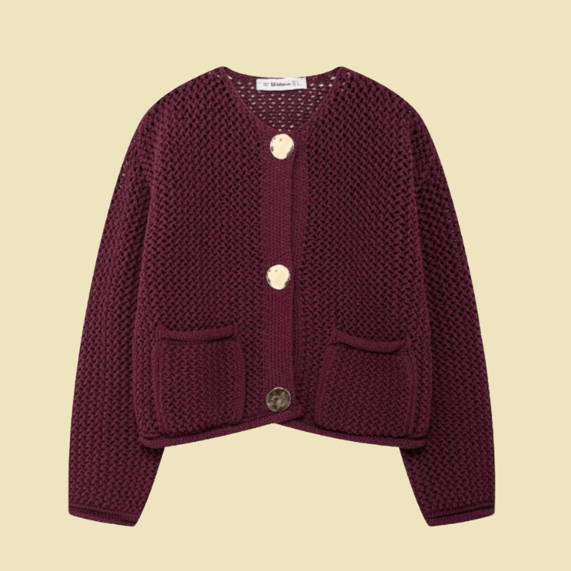 Elegancki kardigan damski z dzianiny – elegancka warstwa zapinana na guziki