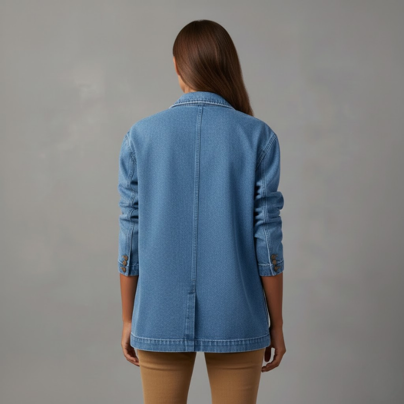 Modna damska kurtka dżinsowa z eleganckim wzorem – swobodna elegancja