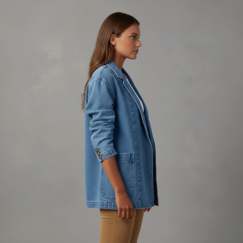 Modna damska kurtka dżinsowa z eleganckim wzorem – swobodna elegancja