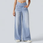 Jeansy Crossover High-Rise Sculpting – szerokie, codzienne spodnie jeansowe modelujące brzuch