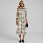 Klassisches A-linienförmiges kariertes Midikleid – müheloser Komfort und schicker Alltagsstil