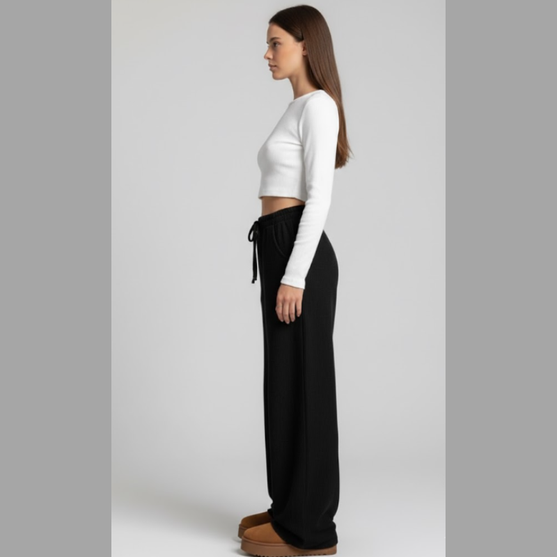 Stylowe spodnie sztruksowe z wysokim stanem – swobodny, luźny krój