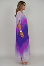 Sukienka kaftan w dużym rozmiarze z nadrukiem tie-dye – lekka sukienka plażowa w stylu boho