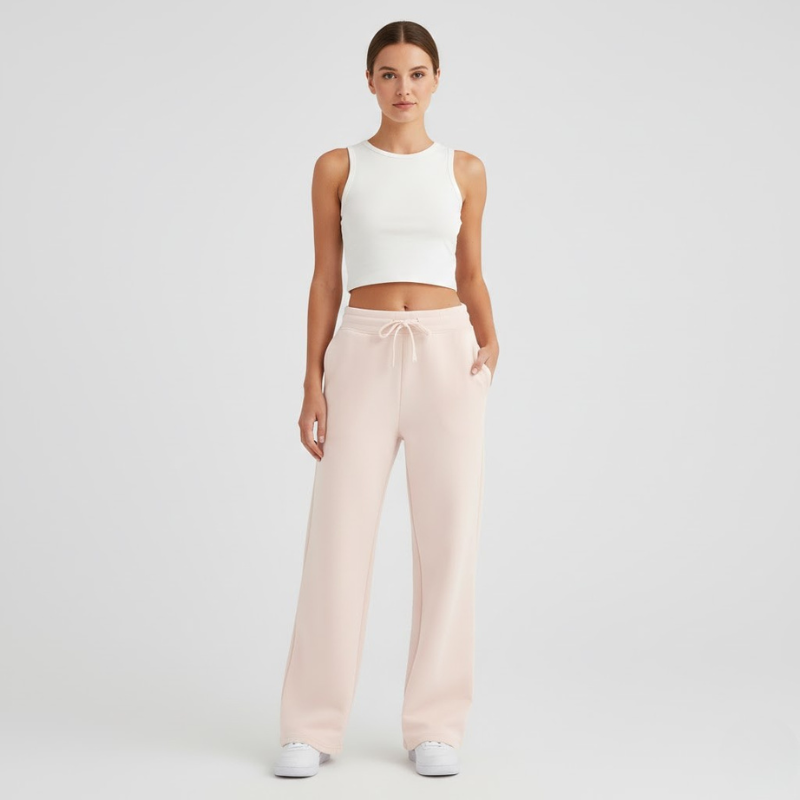 Damskie spodnie dresowe premium z wysokim stanem – swobodny, sportowy styl uliczny