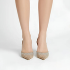 Elegant crystal-embellished slingback heels – pointed-toe evening heels for women