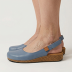 Eleganckie, damskie półbuty typu slingback – wygodne buty na płaskim obcasie z regulowanym paskiem