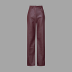Hose mit hoher Taille aus Kunstleder – elegante, schlichte Hose mit ausgeprägtem Schnitt für Damen