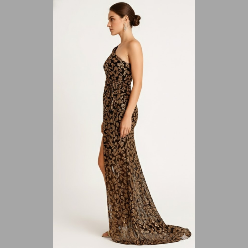 Świąteczna sukienka mini z cekinami dla kobiet – odważna asymetryczna sylwetka