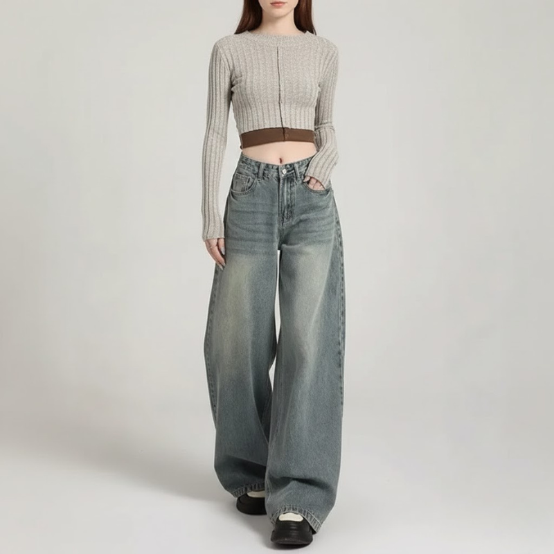 Damskie jeansy Baggy z wysokim stanem – modny, swobodny styl uliczny