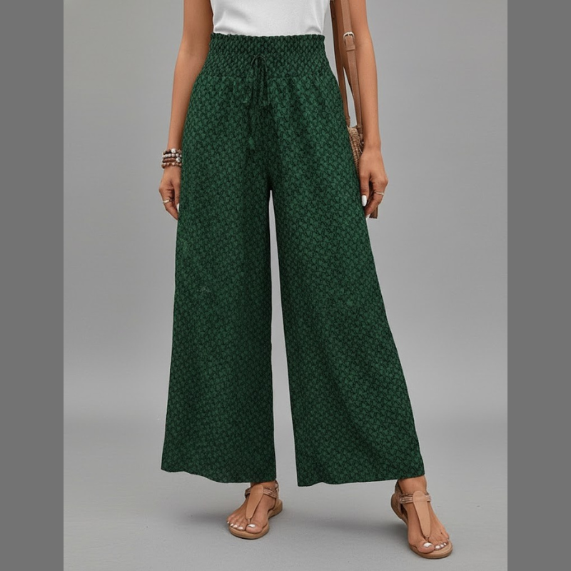 Damskie, przewiewne, letnie spodnie z wysokim stanem – lekkie, elastyczne spodnie o luźnym kroju