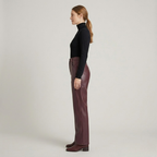 Hose mit hoher Taille aus Kunstleder – elegante, schlichte Hose mit ausgeprägtem Schnitt für Damen