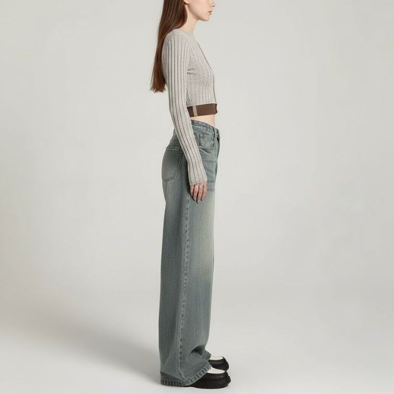 Damskie jeansy Baggy z wysokim stanem – modny, swobodny styl uliczny