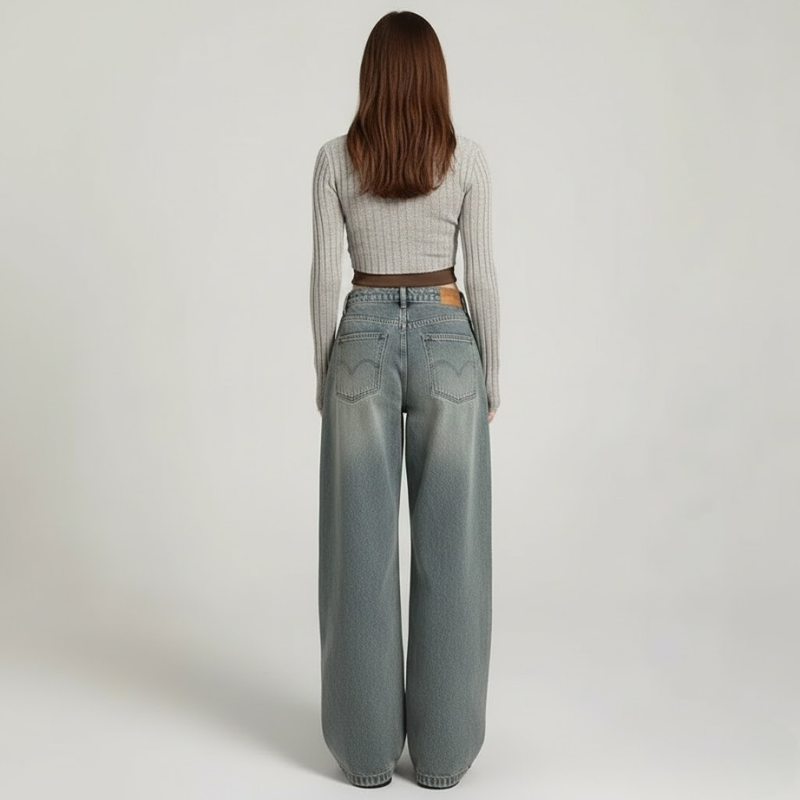 Damskie jeansy Baggy z wysokim stanem – modny, swobodny styl uliczny