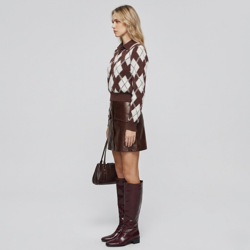 Damski sweter z dzianiny we wzory – przytulny, szykowny sweter na co dzień