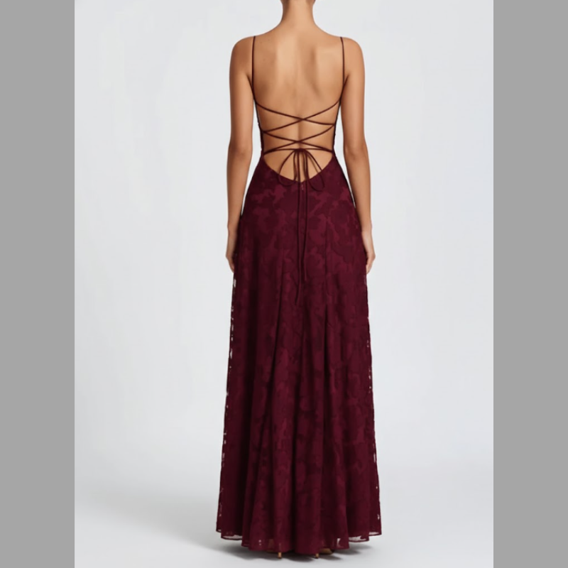 Luźna sukienka maxi z wiązaniem z tyłu dla kobiet – lekka, na ramiączkach