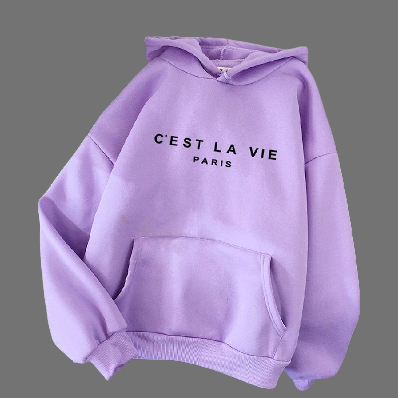 Damska bluza z kapturem oversize i grafiką – wygodna odzież uliczna z kieszenią z przodu