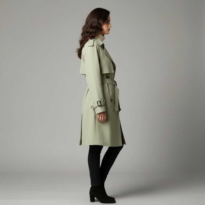 Damski trencz inspirowany stylem vintage – prosta, swobodna elegancja