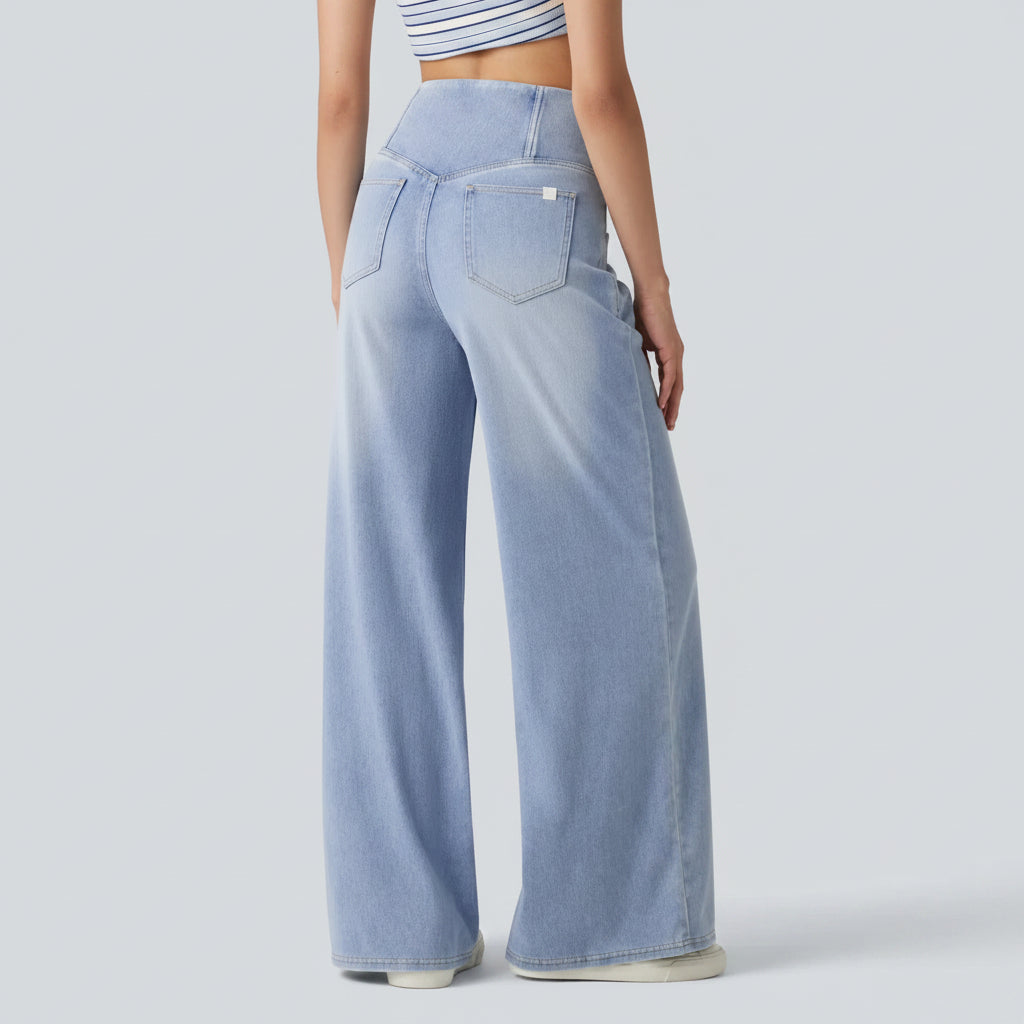 Jeansy Crossover High-Rise Sculpting – szerokie, codzienne spodnie jeansowe modelujące brzuch