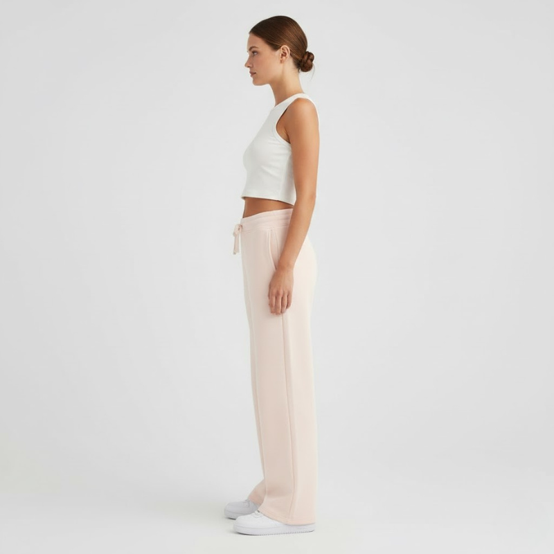 Damskie spodnie dresowe premium z wysokim stanem – swobodny, sportowy styl uliczny