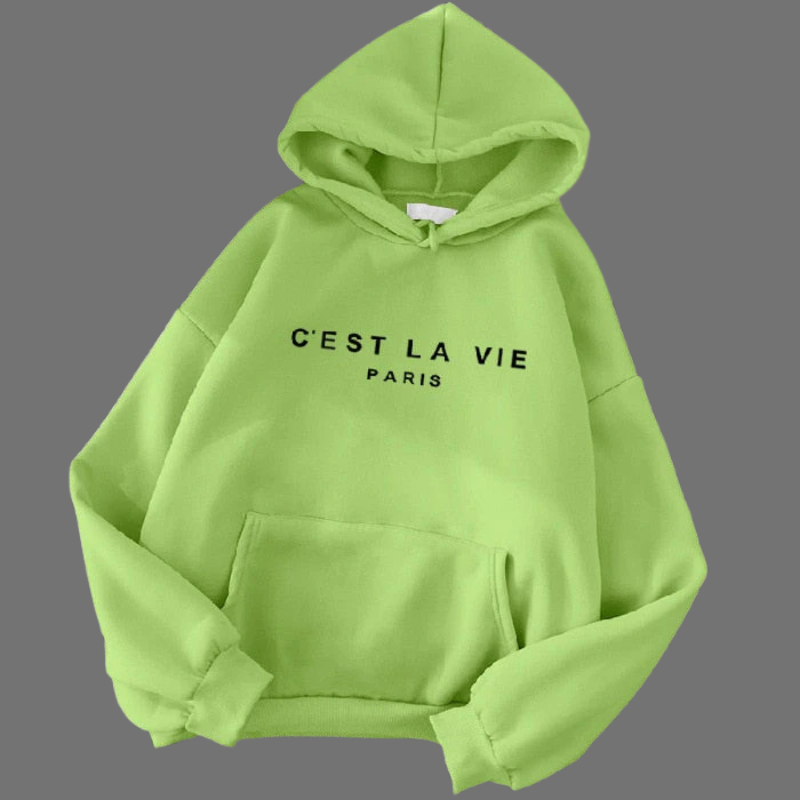 Damska bluza z kapturem oversize i grafiką – wygodna odzież uliczna z kieszenią z przodu