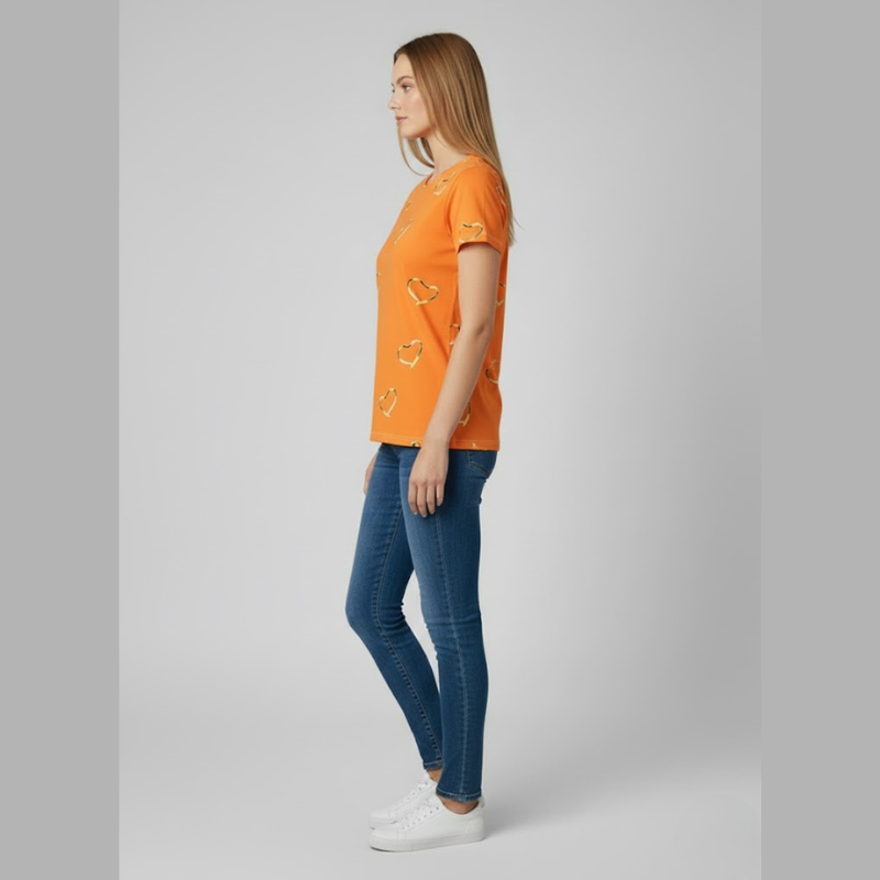 Damska koszulka z grafiką w kształcie serca – swobodny, elegancki T-shirt na co dzień