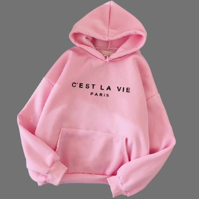 Damska bluza z kapturem oversize i grafiką – wygodna odzież uliczna z kieszenią z przodu