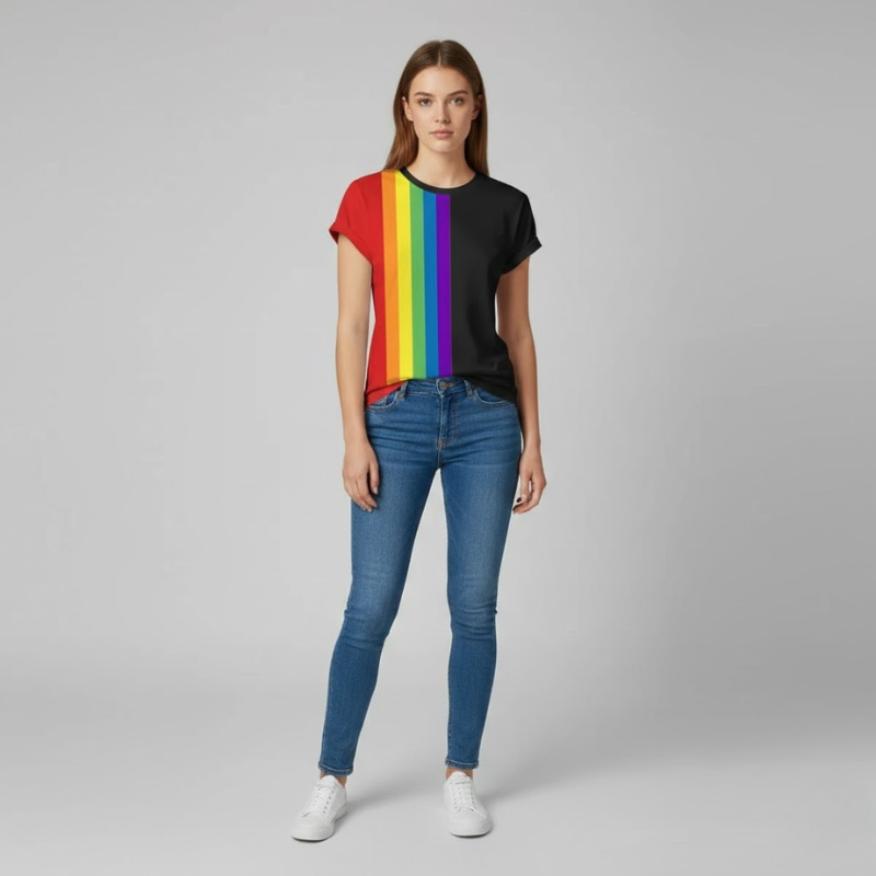 T-shirt z grafiką tęczowej tęczy – modna koszulka typu casual streetwear