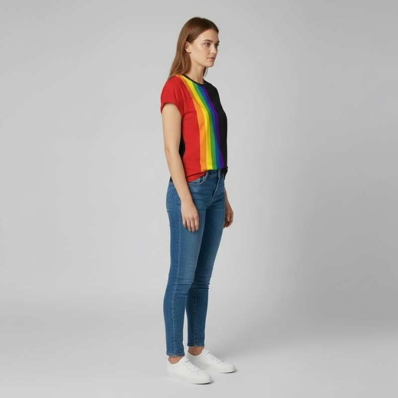 T-shirt z grafiką tęczowej tęczy – modna koszulka typu casual streetwear