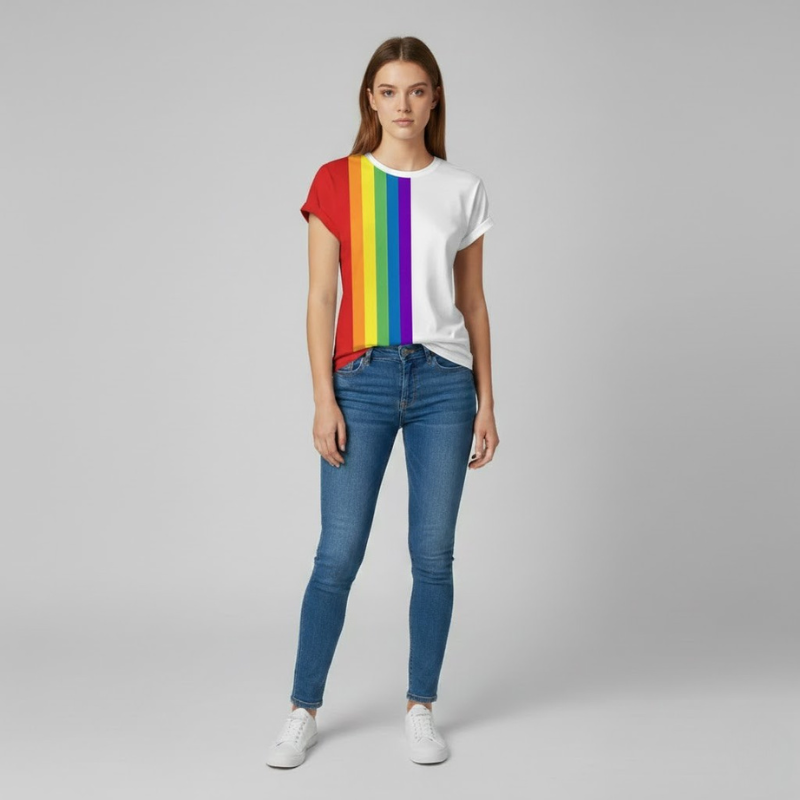 T-shirt z grafiką tęczowej tęczy – modna koszulka typu casual streetwear