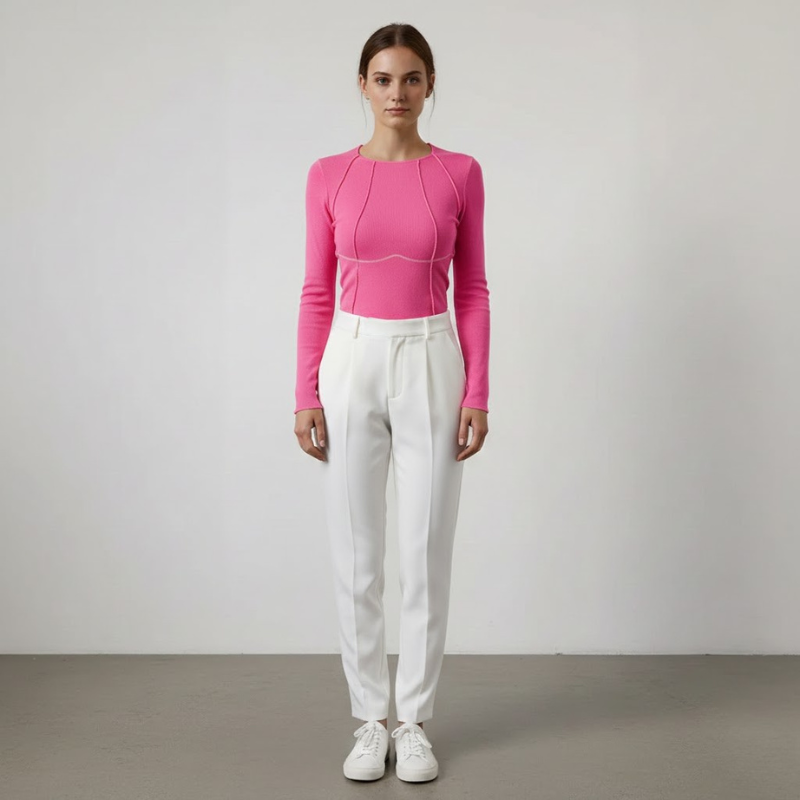 Klasyczny sweter damski z okrągłym dekoltem – miękka dzianina, niezbędny na co dzień