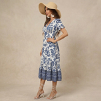 Women's Floral A-Line Dress - Flattering Silhouette with V-Neck