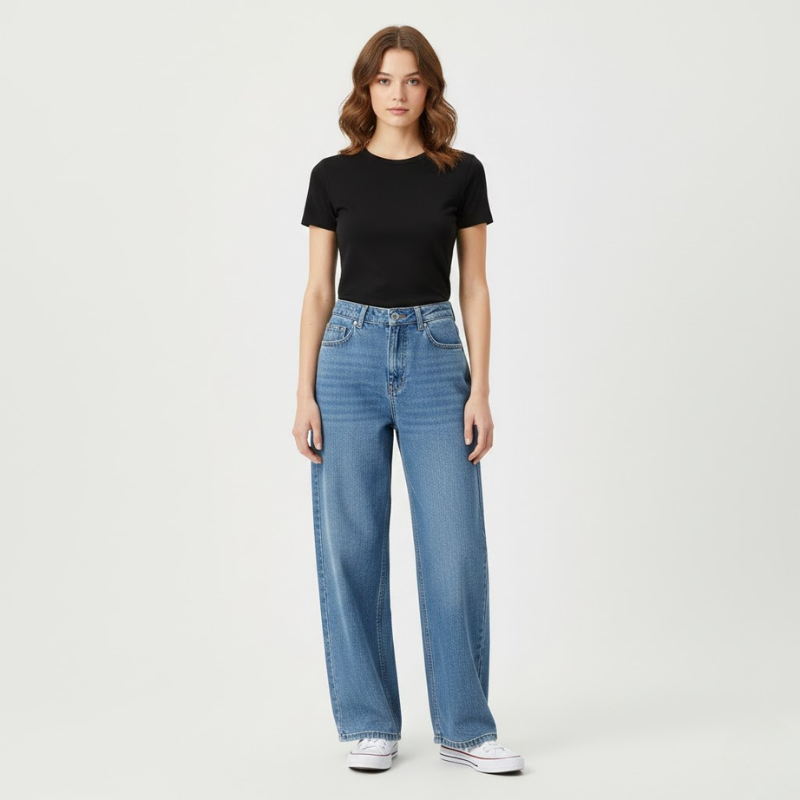 Damskie jeansy o luźnym kroju z wysokim stanem – szykowny, swobodny styl dla mamy