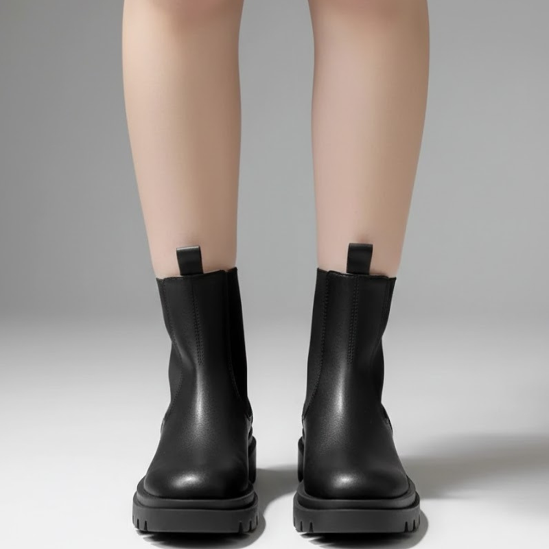 Wsuwane botki Chelsea z grubą podeszwą – wygodne, zimowe, modne botki damskie