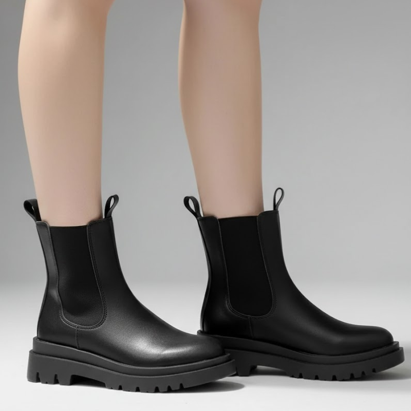 Wsuwane botki Chelsea z grubą podeszwą – wygodne, zimowe, modne botki damskie