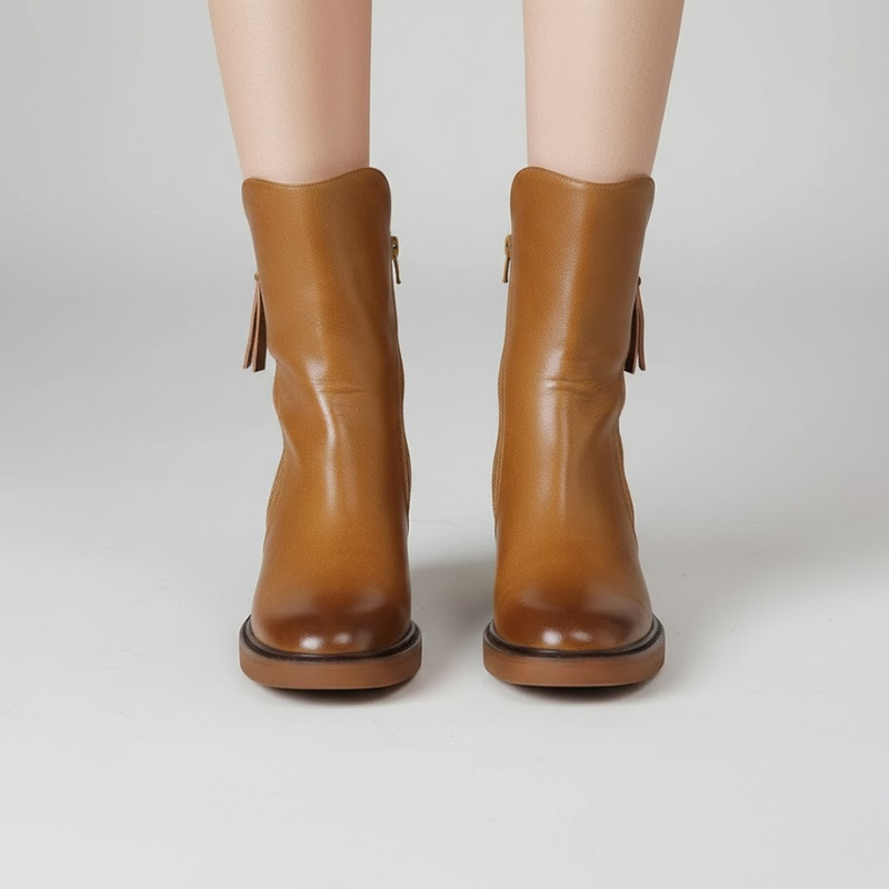 Eleganckie botki zapinane na zamek i na klockowym obcasie – nowoczesne, codzienne buty damskie